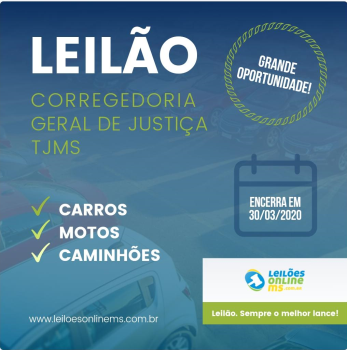 LEILÃO 007/2020  DE VEÍCULOS APREENDIDOS EM AÇÕES PENAIS - PODER JUDICIÁRIO DO ESTADO DE MS