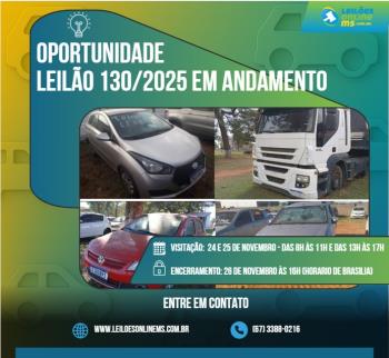 LEILÃO 130/2025 DE VEÍCULOS APREENDIDOS EM AÇÕES PENAIS COM RESTRIÇÕES- PODER JUDICIÁRIO DO ESTADO DE MS