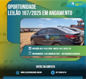 LEILÃO 167/2025  DE VEÍCULOS APREENDIDOS EM AÇÕES PENAIS COM PERDIMENTO TRANSITADO EM JULGADO- PODER JUDICIÁRIO DO ESTADO DE MS