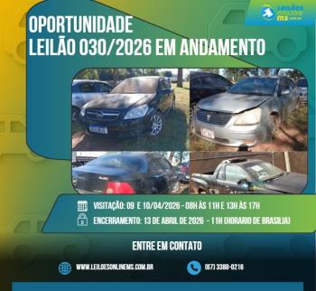 LEILÃO 030/2026 DE VEÍCULOS APREENDIDOS EM AÇÕES PENAIS DA JUSTIÇA FEDERAL- PODER JUDICIÁRIO DO ESTADO DE MS